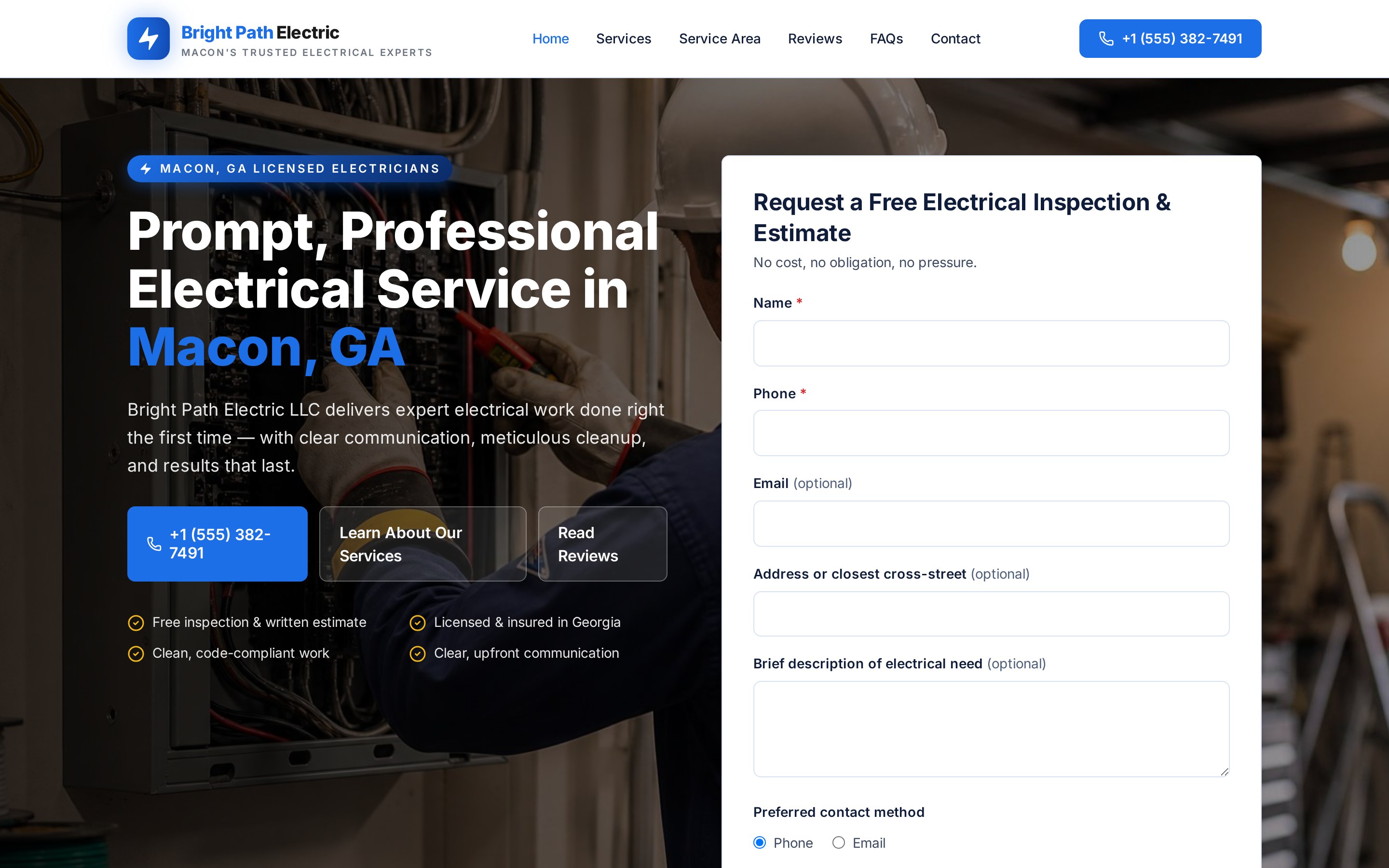 BrightPath Electric website mockup